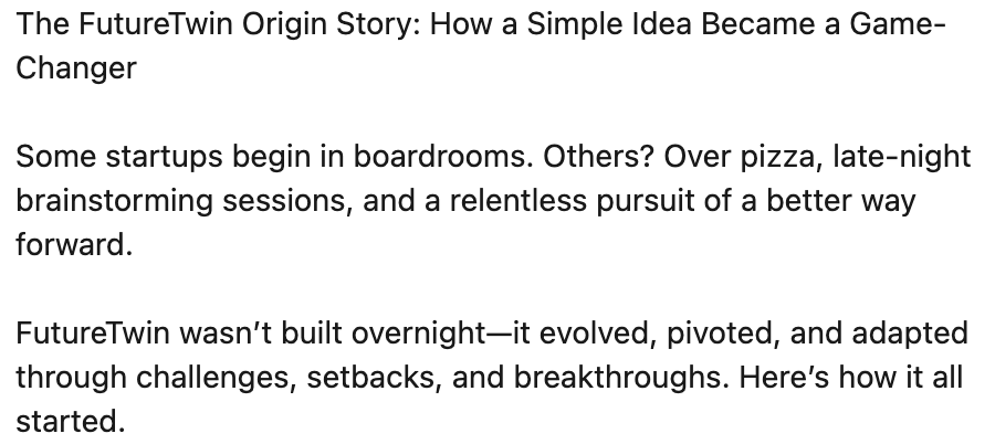 The FutureTwin Origin Story: How a Simple Idea Became a Game-Changer