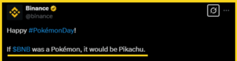<a href="/BNBCHAIN/">BNB Chain</a> <a href="/X_nect/">Xnect</a> Just learned about this too. #PikachuBNB. Join the CTO ⚡️

0x2Be5F71D5Ad03900BF44cecc1691e5903e35aA93