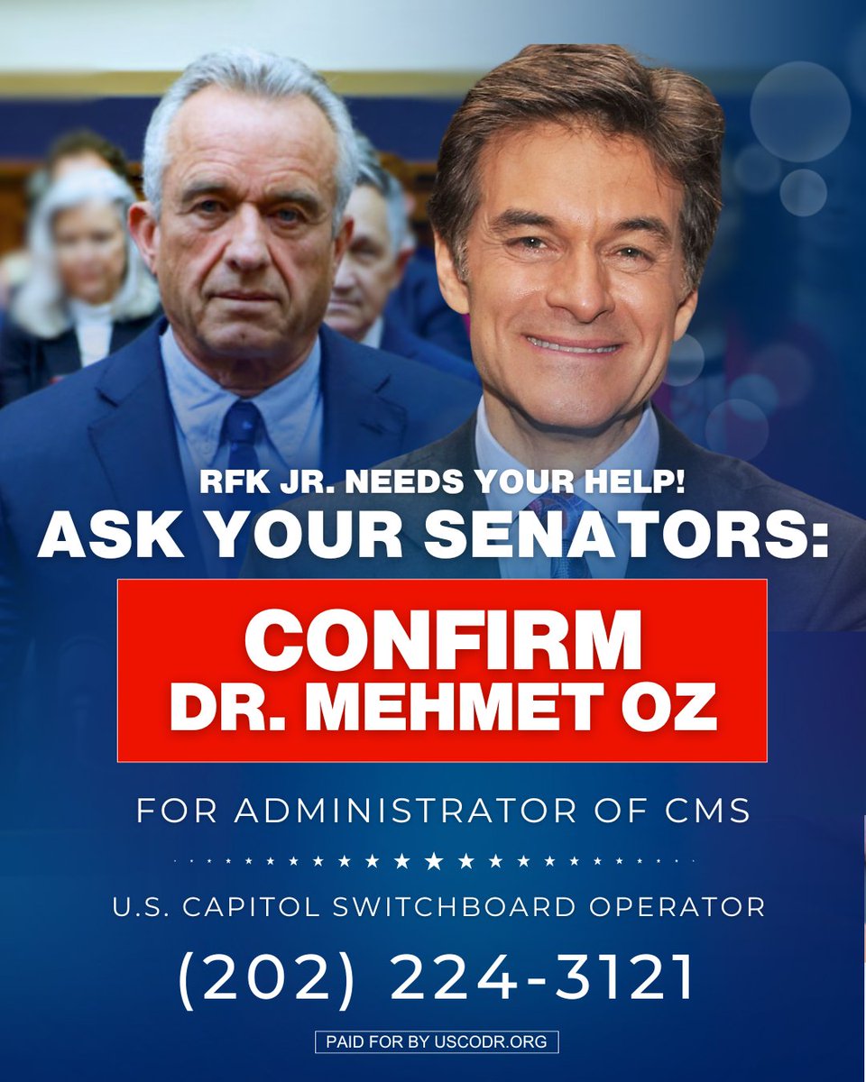 uscodr's tweet image. ASK YOUR SENATORS TO CONFIRM THE REST OF RFK Jr.&apos;s TEAM: MEHMET OZ, SUSAN MONAREZ, and JIM O&apos;NEILL!  

GOOD NEWS! The Senate has confirmed Jay Bhattacharya as NIH Director! Marty Makary has received the votes needed to be confirmed as Commissioner of the FDA, but the Senate has…