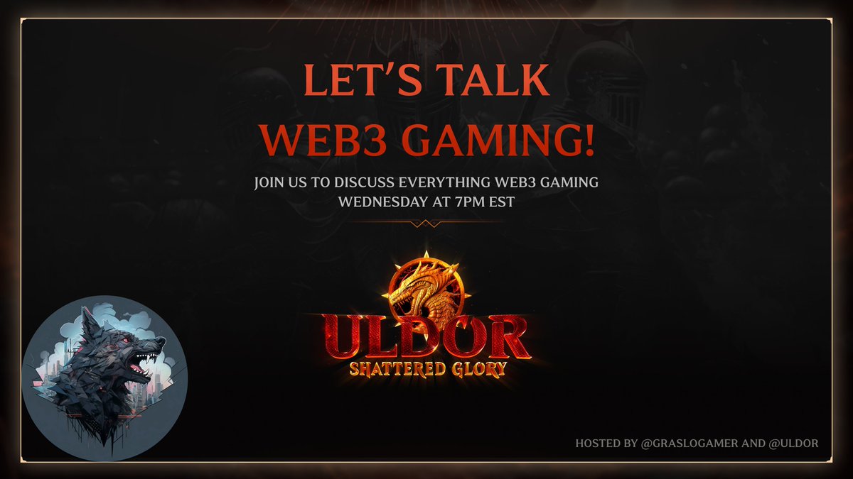 🚀 Uldor Spaces: Web3 Gaming &amp; Exclusive Updates! 🚀

Join us tonight for the latest in Web3 gaming and a first look at exciting new Uldor developments! ⚔️🏹

📅 Tonight
⏰ 7PM EST
🔗 Set a reminder: x.com/i/spaces/1vOxw…

Uldor is leveling up—be there to experience what’s