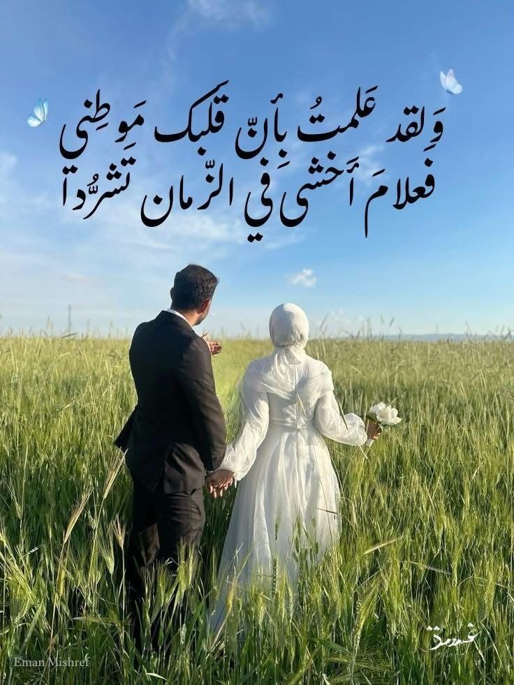 "ولقد علمتُ بأنَّ قلبك موطني 
فعلامَ أخشى في الزّمانِ تشرُّدا؟"