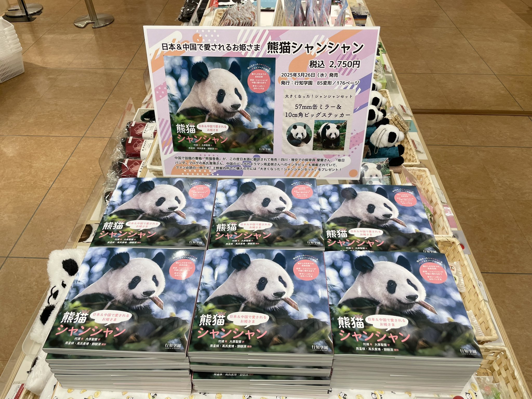 上野ファミリーステッカー 賑やか両面ポーチ シャンシャン家族 深い