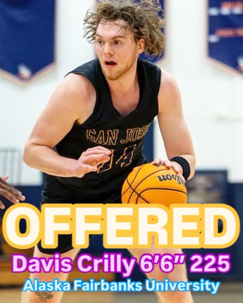 Devin Aye (@coach_devin_aye) on Twitter photo <a href="/daviscrilly22/">Davis Crilly</a> has been offered an athletic scholarship from Alaska Fairbanks.
Crilly, an All-Conference forward, two year starter while compiling 45 wins as a Jag, is regarded by many as the top face up forward in Nor Cal JC!
Toughness, skill and versatile!
Go Jags! 🟣🐆🏀 <a href="/daviscrilly22/">Davis Crilly</a> has been offered an athletic scholarship from Alaska Fairbanks.
Crilly, an All-Conference forward, two year starter while compiling 45 wins as a Jag, is regarded by many as the top face up forward in Nor Cal JC!
Toughness, skill and versatile!
Go Jags! 🟣🐆🏀