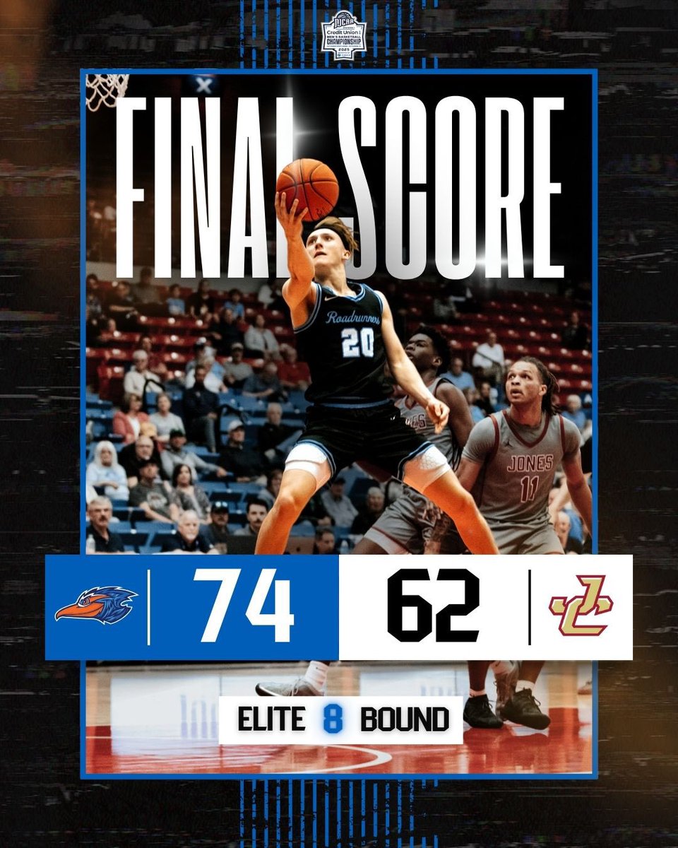 ELITE 8 BOUND!

Roadrunners knock off Jones College 74-62!

#RunEm x #SameGameSameRules