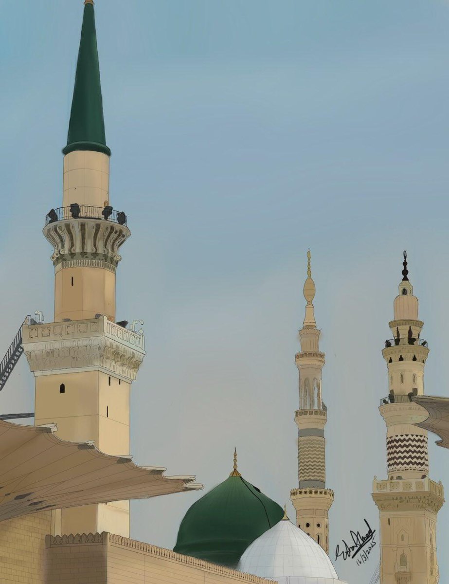 eshan20453947's tweet photo. “Grand Mosque Al-Nabawi a symbol of faith ,light and reflection captured through digital art on iPad����✨🌙💫⚡️”. 
  #Ramadan2025 #AlMasjidAnNabawi #GrandMosque #Madinah #ProphetsMosque #IslamicArt #DigitalArt #Procreate https://t.co/9T1ru4m95h