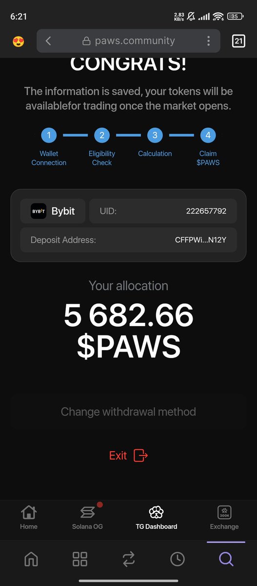 BilalXII's tweet photo. $PAWS POINT DECREASE CHECK YOURS ALLOCATION 👈🏻 And Today it's Not Announce Tha Listing Date!!!!#Binance #BitgetSpot #Bybit #OKX #MEXC #KuCoin @GOTPAWSED @PawsUp_Power https://t.co/wcyNxbLubj