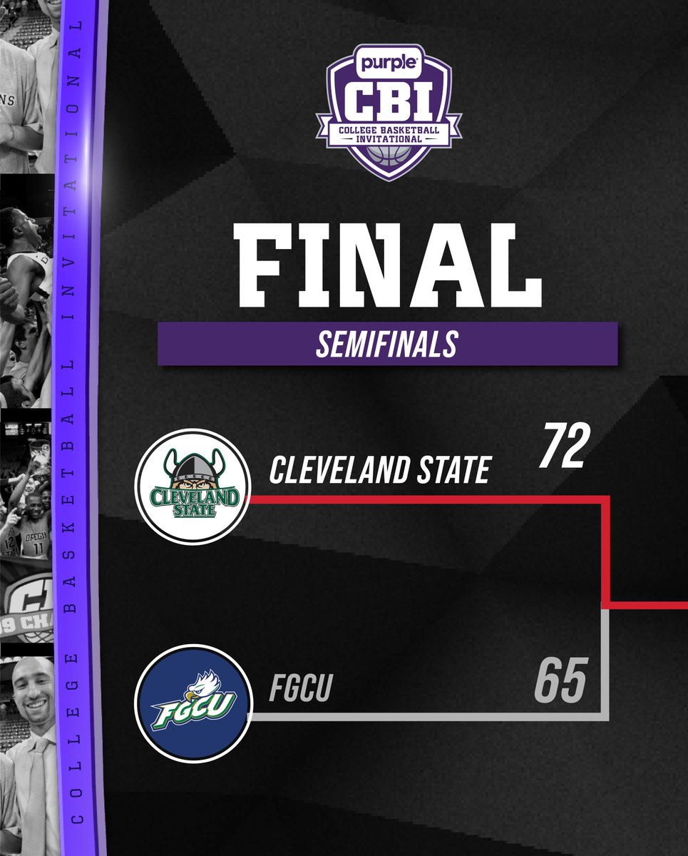 Purple CBI (@cbitourney) on Twitter photo Cleveland State is going to the Championship 🏆
<a href="/csu_basketball/">Cleveland State Men’s Basketball 🏀</a> defeated <a href="/FGCU_MBB/">FGCU Men's Hoops</a> 72-65 and will face Illinois State for the Purple CBI Championship Cleveland State is going to the Championship 🏆
<a href="/csu_basketball/">Cleveland State Men’s Basketball 🏀</a> defeated <a href="/FGCU_MBB/">FGCU Men's Hoops</a> 72-65 and will face Illinois State for the Purple CBI Championship