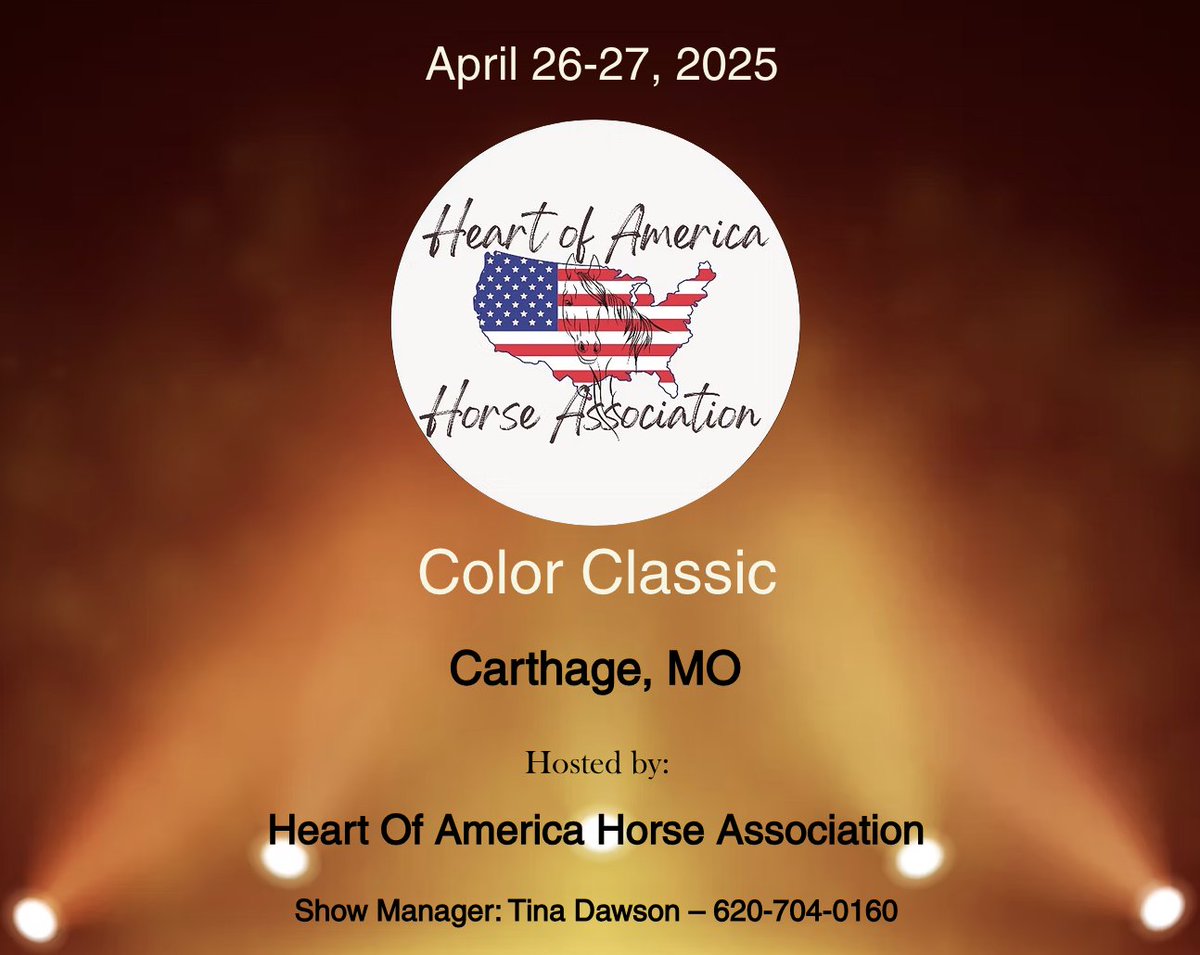 abraoffice's tweet photo. 🏅Approved ABRA Horse Show - April 26-27, 2025

Spring Into Color --Carthage, MO

Heart of America Horse Association
https://t.co/yVD9U9FA2e
https://t.co/Y3dxodSNMd

Full ABRA Show Schedule: https://t.co/UVqqnCPPjv

#horseshows #buckskinhorses https://t.co/BcBJotc5QD