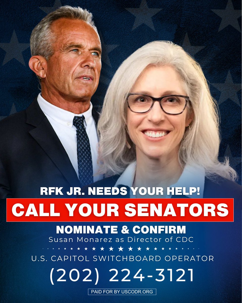 uscodr's tweet image. 🚨 URGENT: Tell the U.S. Senate to support Dr. Susan Monarez for CDC Director! 🚨

Dr. Monarez brings the leadership &amp;amp; innovation we need to restore trust in public health. Her vision can help rebuild a science-driven, transparent, and accountable CDC.

Yes, President Donald…