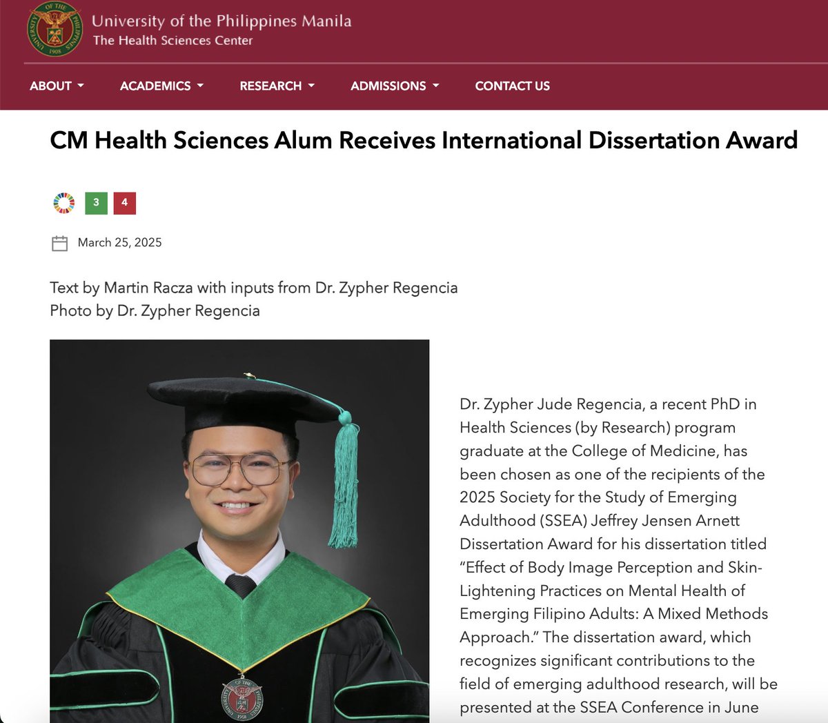 sayperjude's tweet image. Grateful to @UPManilaOnline  for the support and recognition. Honored to bring home this international dissertation award—this one’s for the research that seeks to make lives better.  

🔗upm.edu.ph/cpt_news/cm-he…

#UPManila #PhDone #HealthSciences #ResearchForChange