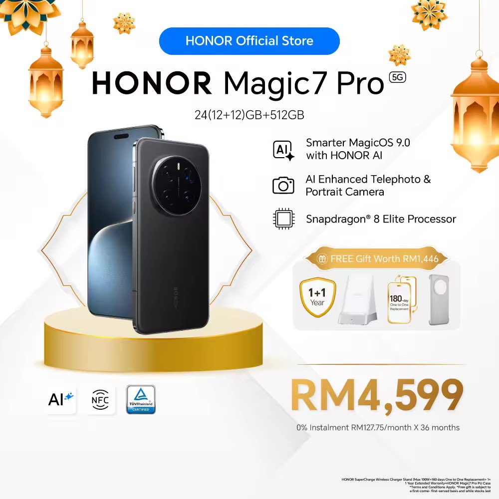mypromo_my's tweet image. RM3984.32 👉 Birthday Sale Special Price
Shop Now: s.lazada.com.my/s.pV7JJ?cc
✅HONOR Magic7 Pro 5G Smartphone
Limited stock available at this price!
Use my code: $7o57$
#LazadaMY
#kodetoshare
#codesharing