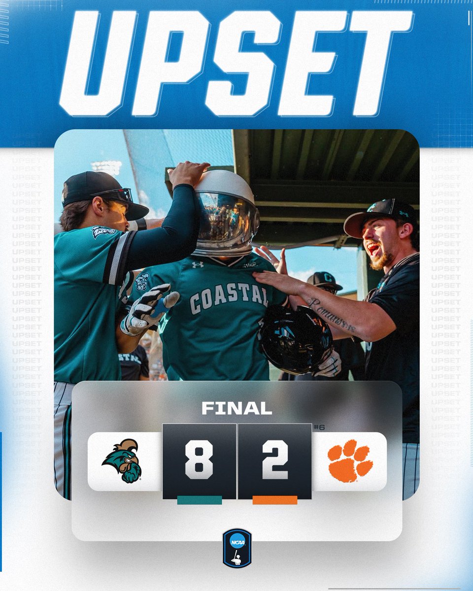 COASTAL ON TOP 🚨

<a href="/CoastalBaseball/">Coastal Carolina Baseball</a> upsets No. 6 Clemson

#NCAABaseball
