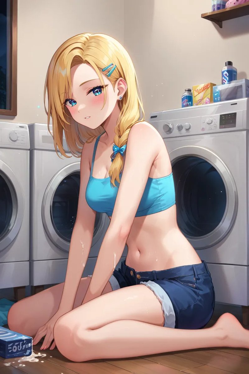 Waiting for clean clothes in the laundry room
#AIart #AIイラスト #AI #animegenius