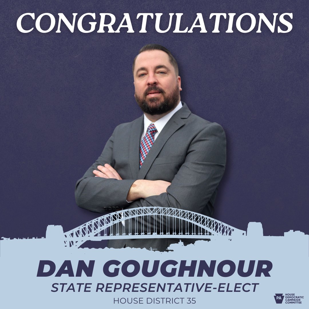 We held the House! Thanks to the voters of HD-35, Dan Goughnour is heading to Harrisburg as our 102nd seat! Congratulations to Representative-elect Dan Goughnour on your victory🥳