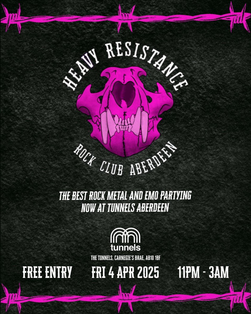 Heavy Resistance | ABERDEEN (@resistanceheavy) on Twitter photo ๐๐ฒ๐ ๐ฟ๐ฒ๐ฎ๐ฑ๐ ๐ณ๐ผ๐ฟ ๐๐ต๐ถ๐ ๐ผ๐ป๐ฒ ๐ค
Our first event of 2025 is coming in hot ๐ฅ
Back with more rock, metal and emo anthems for the whole night. Message the group chat and get the pre-drinks arranged, we'll see you at 11pm. Oh, and it's free entry all night ๐
#aberdeen ๐๐ฒ๐ ๐ฟ๐ฒ๐ฎ๐ฑ๐ ๐ณ๐ผ๐ฟ ๐๐ต๐ถ๐ ๐ผ๐ป๐ฒ ๐ค
Our first event of 2025 is coming in hot ๐ฅ
Back with more rock, metal and emo anthems for the whole night. Message the group chat and get the pre-drinks arranged, we'll see you at 11pm. Oh, and it's free entry all night ๐
#aberdeen