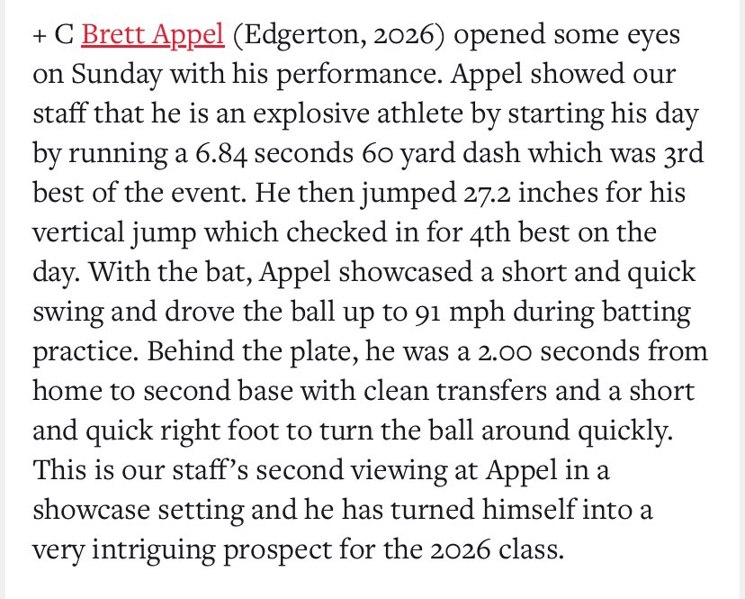 Thank you <a href="/PrepBaseballWI/">Prep Baseball Wisconsin</a> for the write up!