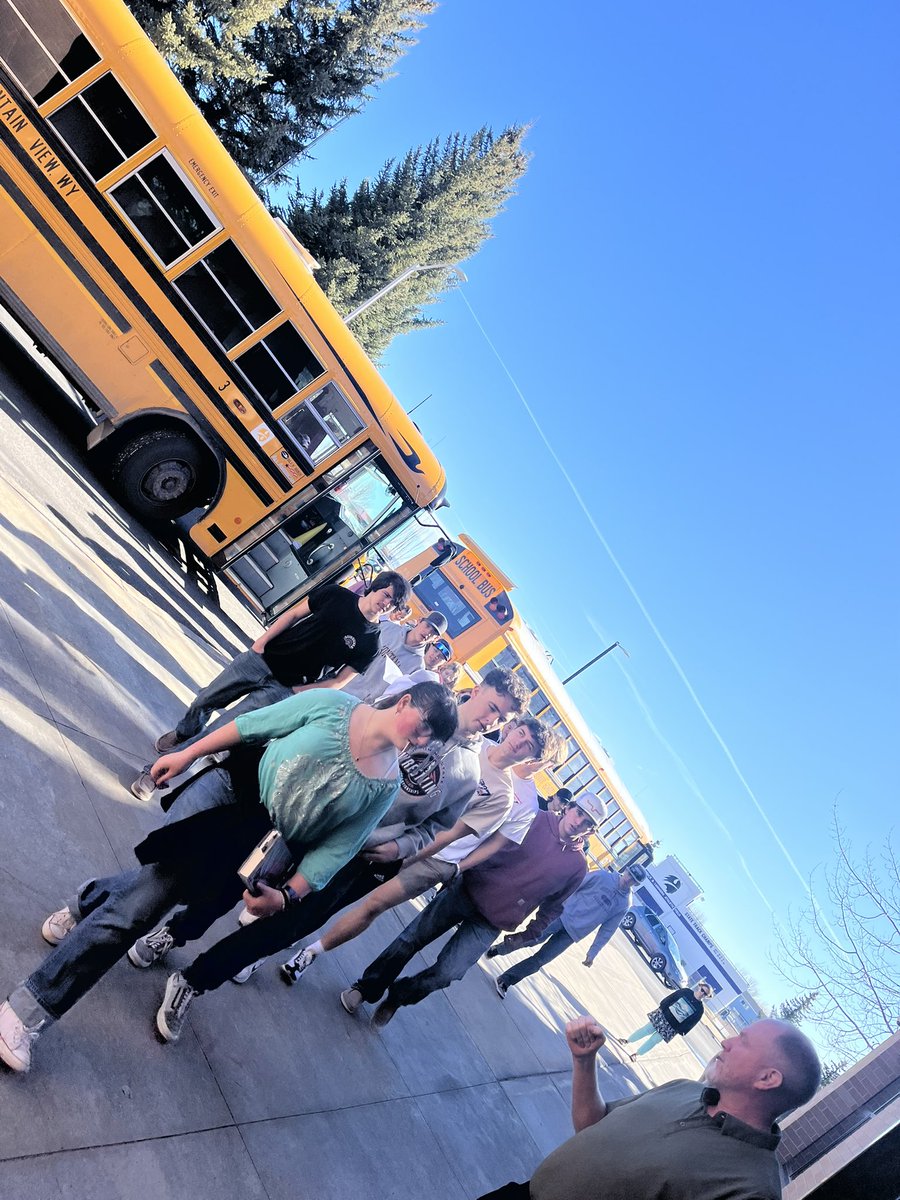 Bus evacuation drill today. 100% of students surveyed said they felt safer afterwards! Thank you Transportation Department. #MVHSBuffs #FaceTheChallenge