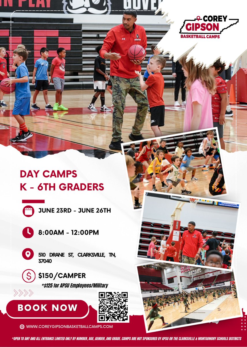 🏀 Corey Gipson Elite &amp; Day Camps are BACK! 
Whether you're a young hooper just starting or a seasoned player looking to level up, this is the camp for YOU! 
✅ Skill Development
✅ High-Energy Drills
✅ Elite Coaching
✅ Fun for ALL Ages!
🖊️coreygipsonbasketballcamps.com