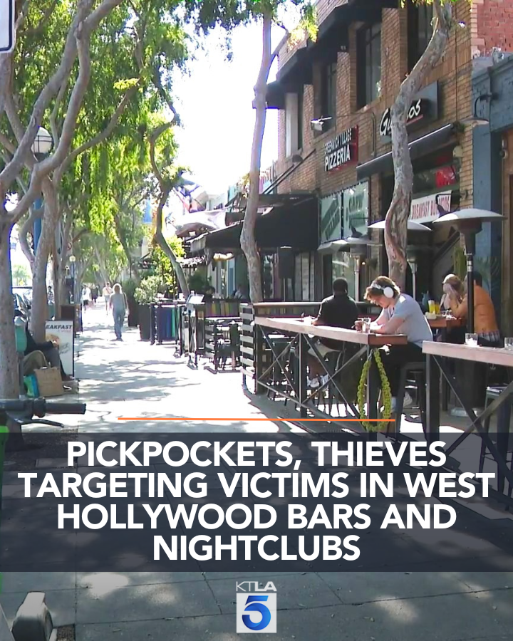 KTLA's tweet photo. City officials are warning the public of a troubling increase in pickpockets and thieves targeting victims in West Hollywood. 
Details: https://t.co/uRaGry3kLm https://t.co/UHidcuq24A