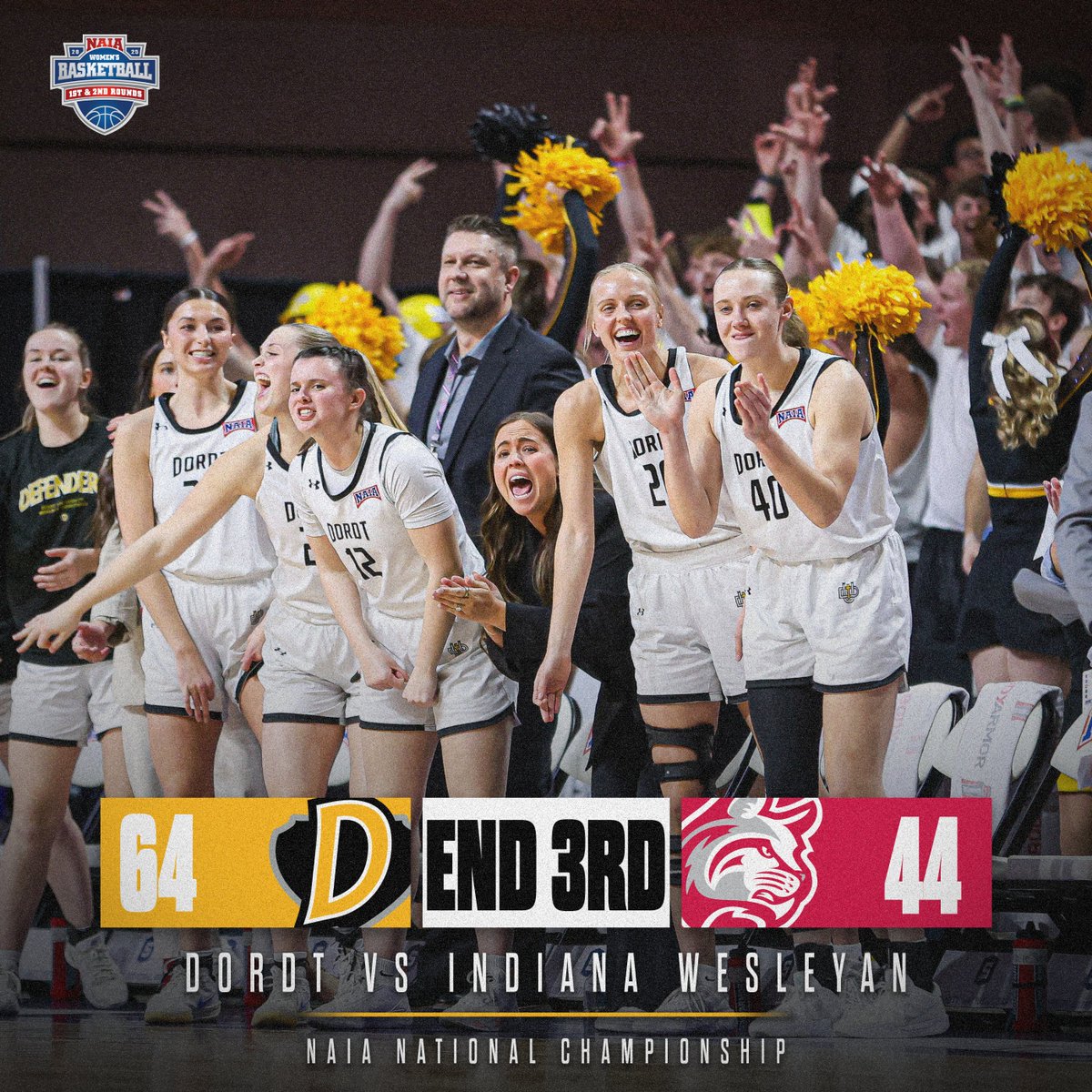 All gas, no brakes. 

#DefenderWay #NAIAWBB #BattleForTheRedBanner