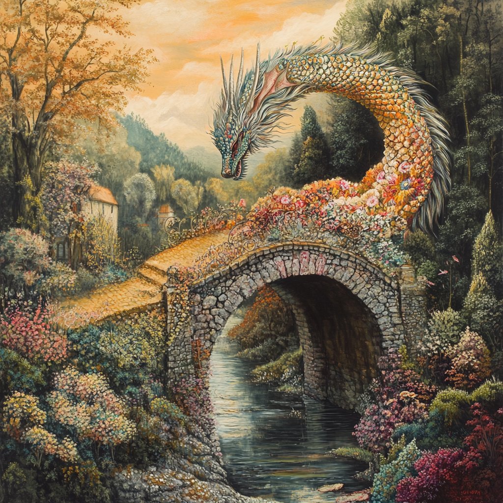foxtrotfrog's tweet photo. #Prometheus_DS are playing with mix and match whimsy this week
Day 1: The dragon over the bridge
Feel free to try it with your interpretation.
Art credits:
mustgetcaffeine (only on IG)
@QlikDork
@foxtrotfrog
#AIart #AIArtwork #aiartist #generativeart https://t.co/AQ8BiUsLKj
