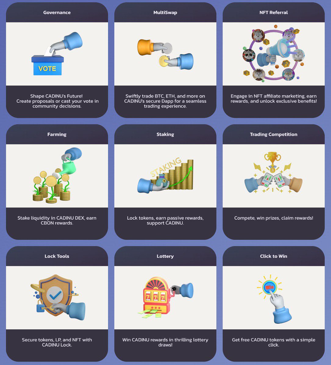 Bez B.M. (@bezbm_cadinu) on Twitter photo Still early? Maybe.
But did you know <a href="/CADINUDAO/">CADINU Official</a> has already launched 12 DApps on BSC in the past three years? Still early? Maybe.
But did you know <a href="/CADINUDAO/">CADINU Official</a> has already launched 12 DApps on BSC in the past three years?
