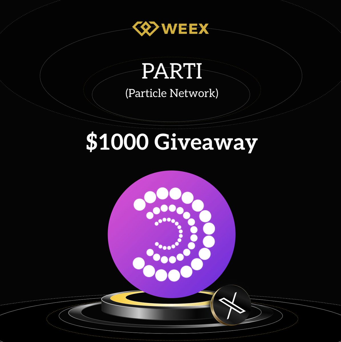 WEEX (@weex_official) on Twitter photo ๐ $PARTI <a href="/ParticleNtwrk/">Particle Network</a> Now Live on #WEEX Spot!
$PARTI/USDT spot trading is open from 1PM UTC, Mar 25.
๐ $1000 $PARTI Giveaway!40 winners = $25 PARTI each.
To participate:
1โฃ๏ธ Follow <a href="/WEEX_Official/">WEEX</a> + Comment WEEXUID
2โฃ๏ธ RT, Likeโค๏ธ & tag 3 friends
โณ Ends at 10 AM UTC, Apr ๐ $PARTI <a href="/ParticleNtwrk/">Particle Network</a> Now Live on #WEEX Spot!
$PARTI/USDT spot trading is open from 1PM UTC, Mar 25.
๐ $1000 $PARTI Giveaway!40 winners = $25 PARTI each.
To participate:
1โฃ๏ธ Follow <a href="/WEEX_Official/">WEEX</a> + Comment WEEXUID
2โฃ๏ธ RT, Likeโค๏ธ & tag 3 friends
โณ Ends at 10 AM UTC, Apr