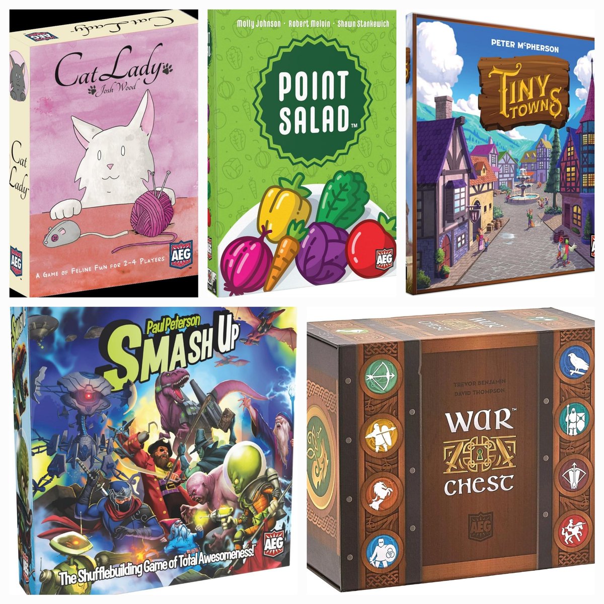Join us <a href="/WonderCon/">WonderCon</a> to play some of <a href="/alderac/">Alderac</a>  best titles:
Cat Lady, Point Salad, Tiny Towns Smash Up and War Chest
