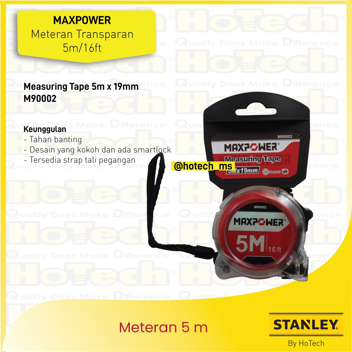 hotech_ms's tweet photo. BARU! Meteran 5 meter Transparan dari MAXPOWER – Akurat, Kuat, Andal! 🔴  🔥 Hadir dengan desain lebih tangguh dan presisi tinggi untuk segala kebutuhan pengukuran Anda. Dilengkapi dengan fitur canggih untuk kenyamanan maksimal! https://t.co/CsnBPoCOTy