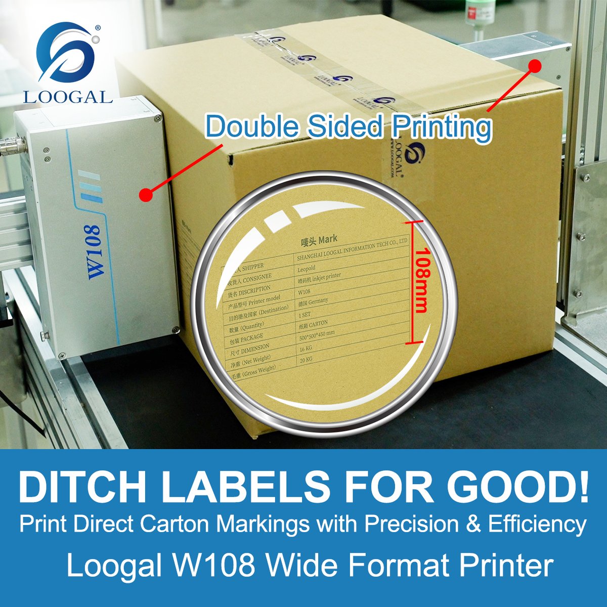 loogal_print's tweet image. DITCH LABELS FOR GOOD!
Print Direct Carton with Precision &amp;amp; Efficiency - Loogal W108 Wide Format Printer!  #tijprinter #inkjetprinters #ThermalInkjetPrinter #inkjetprintersupplier #inkjetprintermanufacturer #printingsolutions #tijprinters #barcodeprinter #cartonprinter