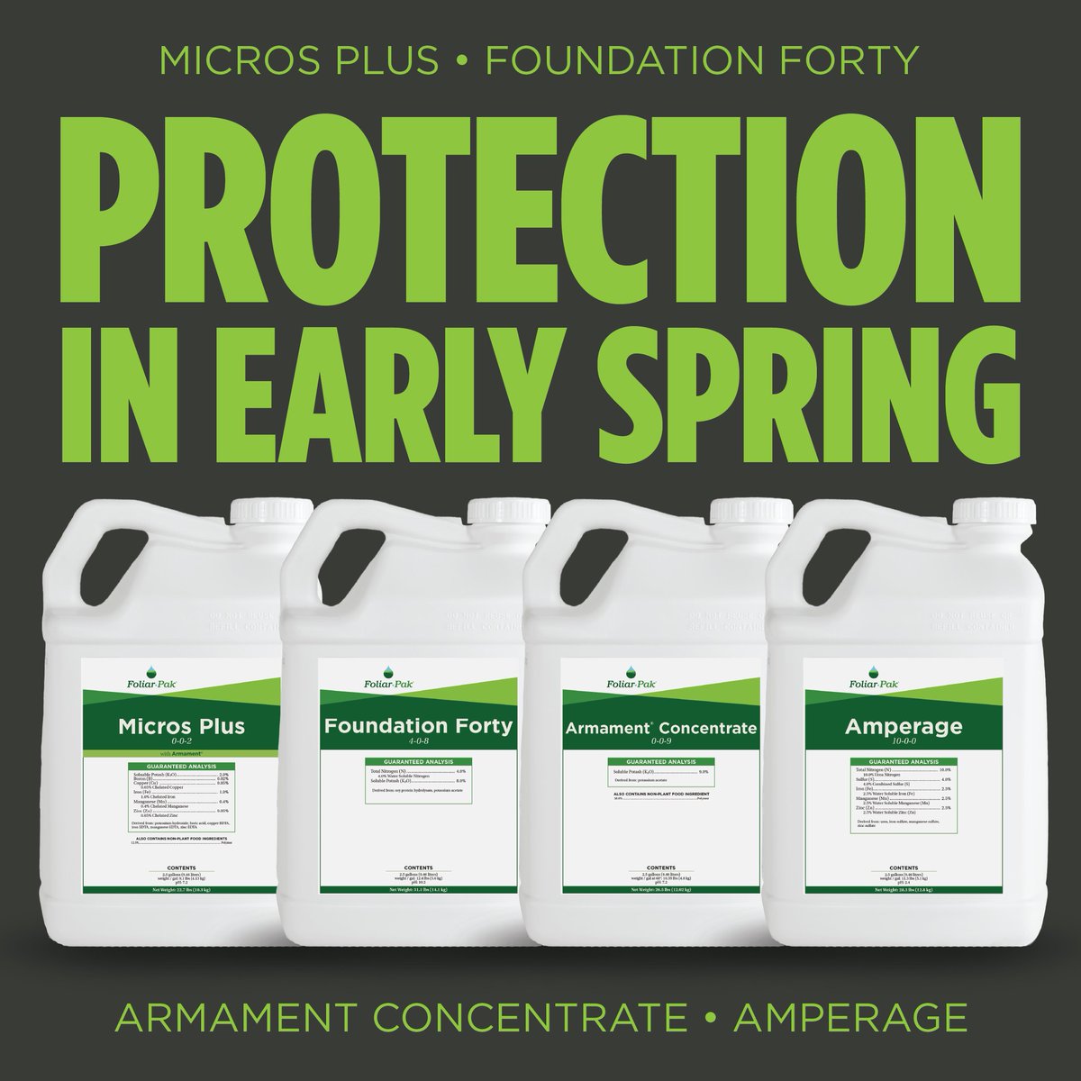 FoliarPak's tweet photo. The weather is often cold and cloudy in early spring. Low temps and limited sunlight can slow root uptake and plant metabolism, which leads to slower turf growth. The Foliar-Pak products below are effective during these cooler conditions when temps lag behind the calendar. https://t.co/vdIiQhHSB8