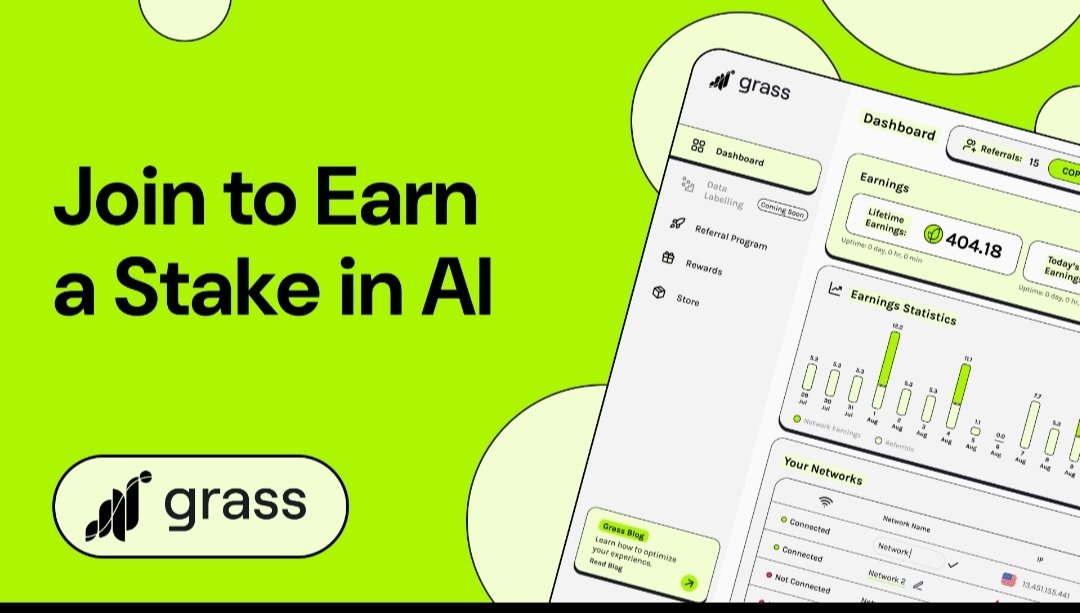 Grass is an net mining project easy to setup and use

Why GetGrass.io?
•    Future passive income
•    Explosive growth of project
•    Bonus after 100 hrs with link
--
•    Register with link below
Download App for better eanings 
 app.getgrass.io/register?refer…