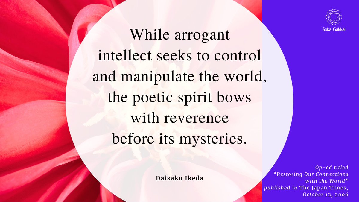 “The eyes of a poet discover in each person a unique and irreplaceable humanity. While arrogant intellect seeks to control and manipulate the world, the poetic spirit bows with reverence before its mysteries.”
[Op-ed titled “Restoring Our Connections with the World” published in