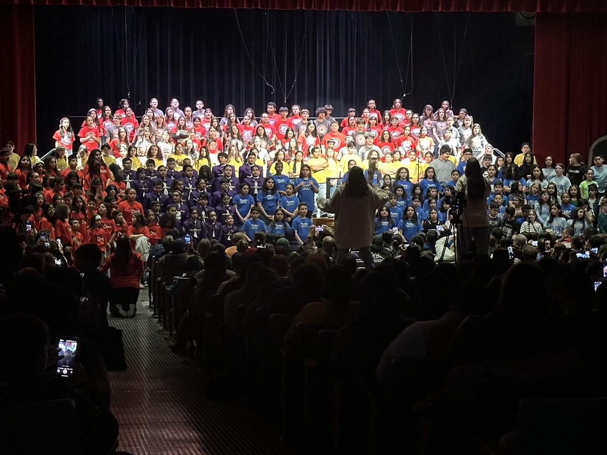 Back stage view of Music In our Schools this year! 300+ students, 8 <a href="/BerwynSouth100/">Berwyn South District 100</a> schools, and <a href="/Morton201/">Morton 201</a> choir and orchestra coming together for an amazing night of music! The programs in our community are growing - Congratulations to our talented students and staff! 🎶💙💚