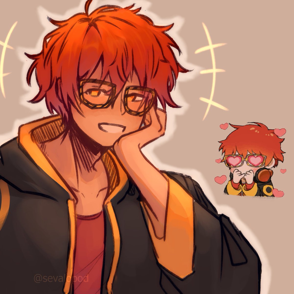 sevalopod's tweet photo. mystic messenger fan art in the big 2025 oh brother #mysticmessenger #mysmes #saeyoungchoi https://t.co/9HYe8AUNPM