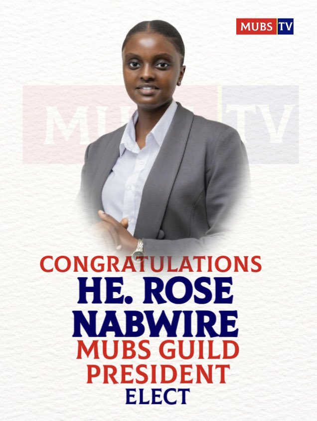 MUBSTV's tweet photo. 🚨BREAKING: Congratulations to @Nabwirerrose , the 28th MUBS Guild President Elect
After a highly competitive race with over seven candidates, Rose Nabwire has emerged victorious, making history as the new 28th Guild of @OfficialMubs
#MUBSGuild28 #CongratulationsRose #MUBSTV https://t.co/Zc05TDVYqa