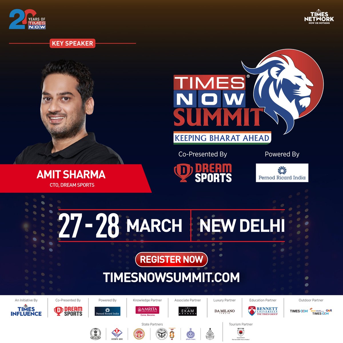 We are honored to host Amit Sharma (<a href="/amitsharmaak/">Amit Sharma</a>), CTO, Dream Sports, at the Times Now Summit 2025.

A must-watch session with key insights, as he shares his vision for #KeepingBharatAhead and shaping the future of India.

Big revelations coming up—stay tuned!

#TIMESNOWSUMMIT