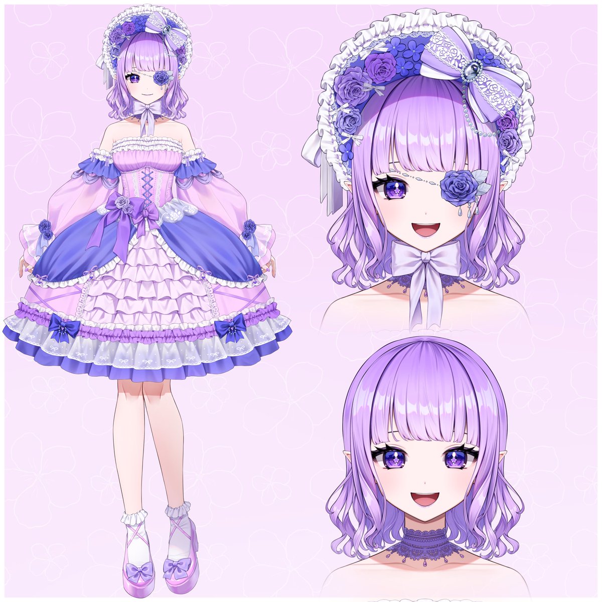 Hello my Petals! 

I Bestow upon you my reference sheet! 
Thank you to my Mother <a href="/Hokka_tm/">Hoka</a> for drawing me!
And thank you Papa <a href="/tanjo_v/">VTanjo || Vtuber Artist ♡</a> for rigging me so beautifully 🥹🙏🏻

Art: #Reiyaart 
🔞: #sussymire