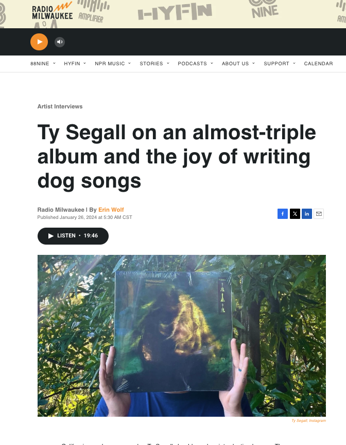 Opus One Productions (@opusoneprod) on Twitter photo 🎶📰 Artist Interview📰🎶
<a href="/RadioMilwaukee/">Radio Milwaukee</a> spoke to <a href="/tysegall/">Ty Segall</a> in January about his new album, Three Bells!
🎶📰 Read it: hive.co/l/readradiomil…
Don't miss Ty Segall - Solo Acoustic at <a href="/MrSmallsTheatre/">Mr Smalls Theatre</a> on April 21st!
🎟 Buy Tix: hive.co/l/0421tysegall 🎶📰 Artist Interview📰🎶
<a href="/RadioMilwaukee/">Radio Milwaukee</a> spoke to <a href="/tysegall/">Ty Segall</a> in January about his new album, Three Bells!
🎶📰 Read it: hive.co/l/readradiomil…
Don't miss Ty Segall - Solo Acoustic at <a href="/MrSmallsTheatre/">Mr Smalls Theatre</a> on April 21st!
🎟 Buy Tix: hive.co/l/0421tysegall