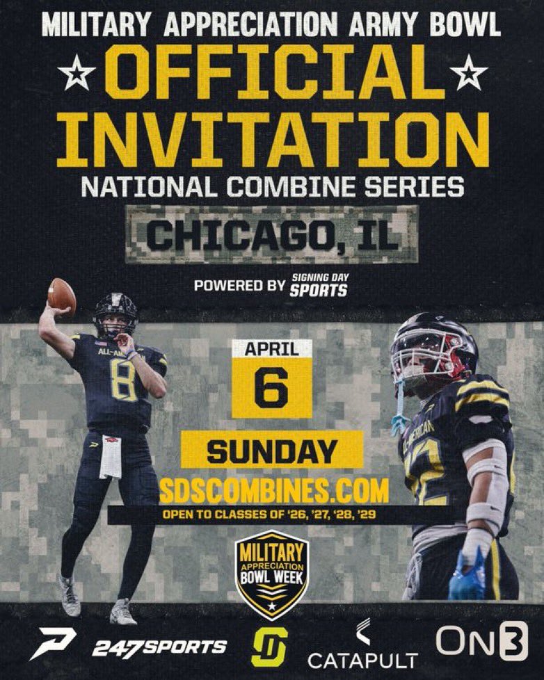 Thank you <a href="/USArmyBowl/">Military Appreciation Bowl Week</a> for the camp invite
