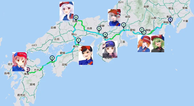 さてこれにて「関東から #ガソスタむすめ SSだけの給油で九州まで帰ろう」チャレンジ、無事完了しました!まぁ難関は久米加さんから丸野さんまでの350Kmくらいでしたね。車なら楽勝かと。 