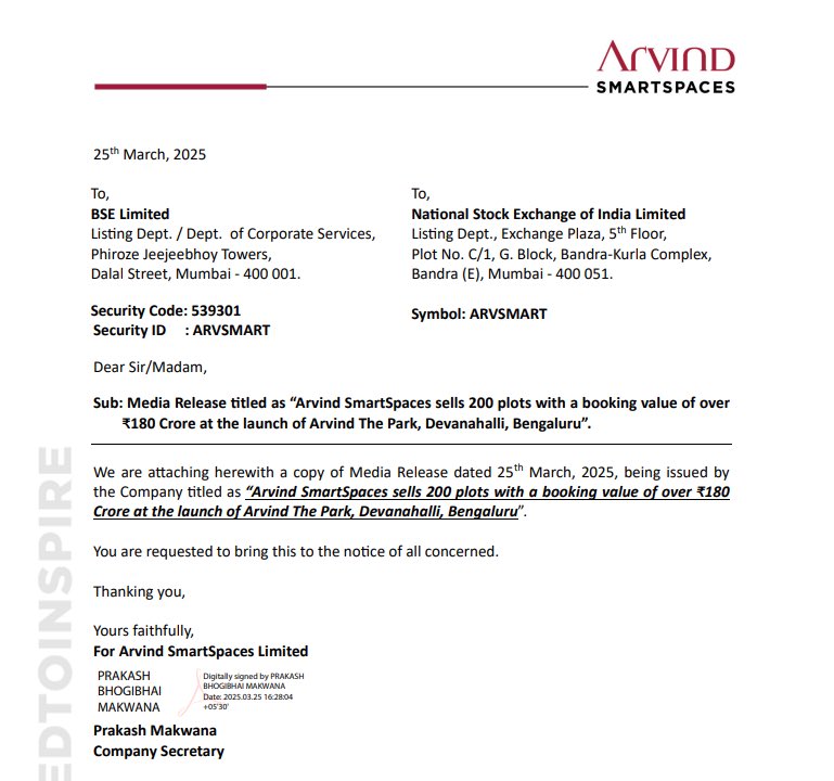 🚀 Devanahalli’s growth is unstoppable!

Arvind SmartSpaces sells 200 plots at Arvind The Park, Devanahalli, securing 180 Cr in bookings. With #IVCRoad set to become Bengaluru’s largest elite residential zone, Devanahalli as North Bengaluru is the future of premium living.