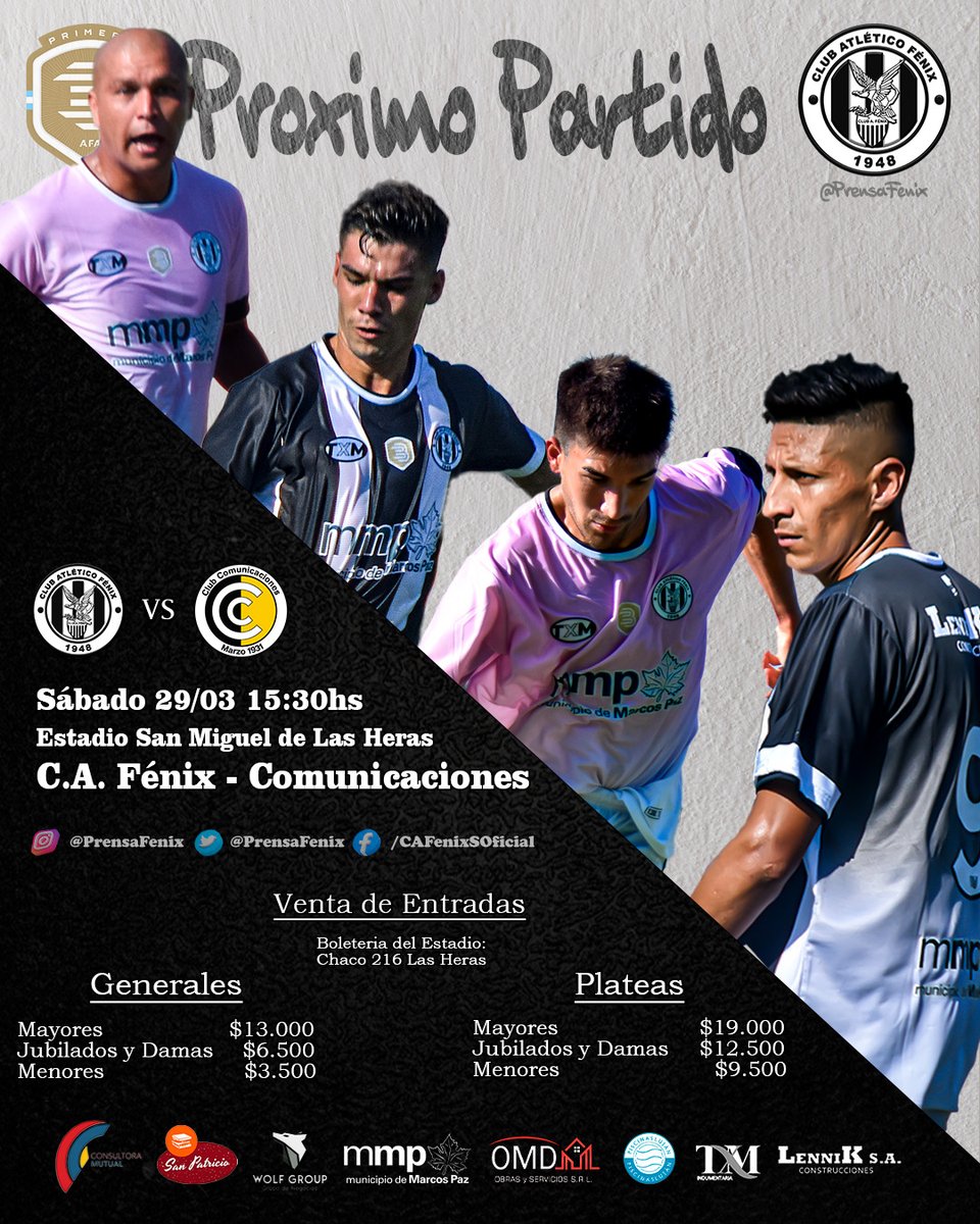 🇦🇷 Club Atlético Fénix-Prensa 🦅 (@prensafenix) on Twitter photo Próximo Partido
Apertura 2025 - Fecha 9
🕣 Sábado 29/03 15:30hs
⚽ Vs <a href="/clubcomu/">Club Comunicaciones</a>
🏟 Estadio San Miguel de las Heras
⚖ Maximiliano López Monti
#VamosFénix🦅 Próximo Partido
Apertura 2025 - Fecha 9
🕣 Sábado 29/03 15:30hs
⚽ Vs <a href="/clubcomu/">Club Comunicaciones</a>
🏟 Estadio San Miguel de las Heras
⚖ Maximiliano López Monti
#VamosFénix🦅