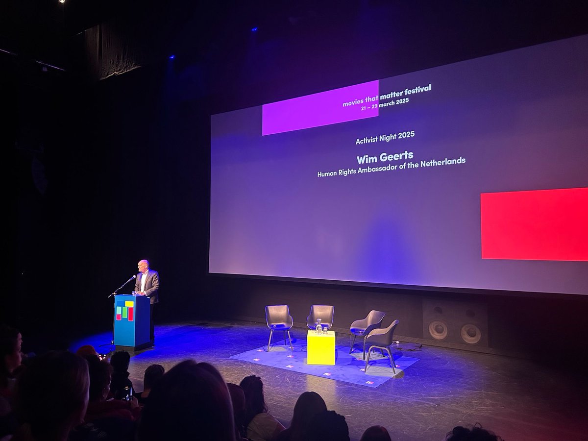 Gave a speech about the cracks of light that #HumanRights defenders generate again and again during the Activist Night of the Movies that Matter Festival 2025: “hope is a discipline, and we have to practice it every single day”. <a href="/DutchMFA/">Dutch Ministry of Foreign Affairs 🇳🇱</a>