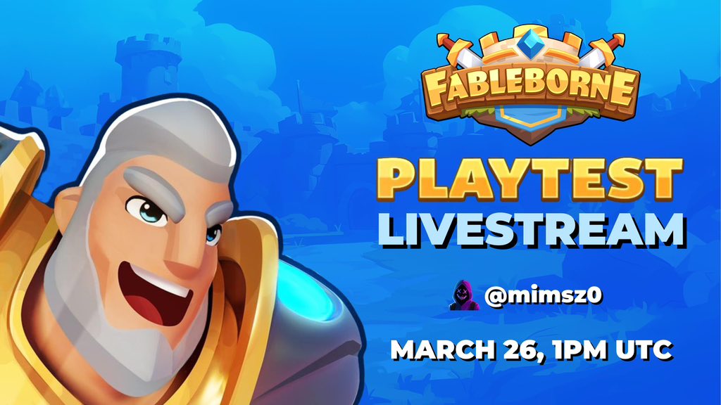 Mims👾 (@mimsz0) on Twitter photo Gm, it’s a big day today for one of my favorite Ronin game.
<a href="/fableborne/">Fableborne</a> is back with a playtest today by 12pm utc and will last for 4 days
I’m excited to announce that I’ll be streaming fableborne here on twitter for the first time.
I will be streaming by 1pm UTC(1 hour after Gm, it’s a big day today for one of my favorite Ronin game.
<a href="/fableborne/">Fableborne</a> is back with a playtest today by 12pm utc and will last for 4 days
I’m excited to announce that I’ll be streaming fableborne here on twitter for the first time.
I will be streaming by 1pm UTC(1 hour after