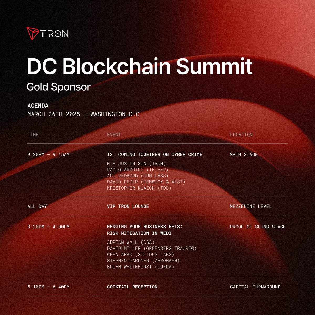 TronDao_JPN's tweet image. 🤗TRONは #DCBlockchain サミットにゴールドスポンサーとして参加できることを光栄に思います！革新者や政策立案者とともに、Web3の未来を共に築いていきましょう！

ぜひご参加いただき、ディスカッションやネットワーキングを通じて交流を深めましょう✨…