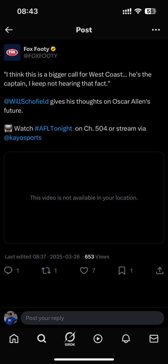 chiversbs's tweet photo. @FOXFOOTY @WillSchofield @kayosports Why would you geo block this? https://t.co/LdToqB6IRC