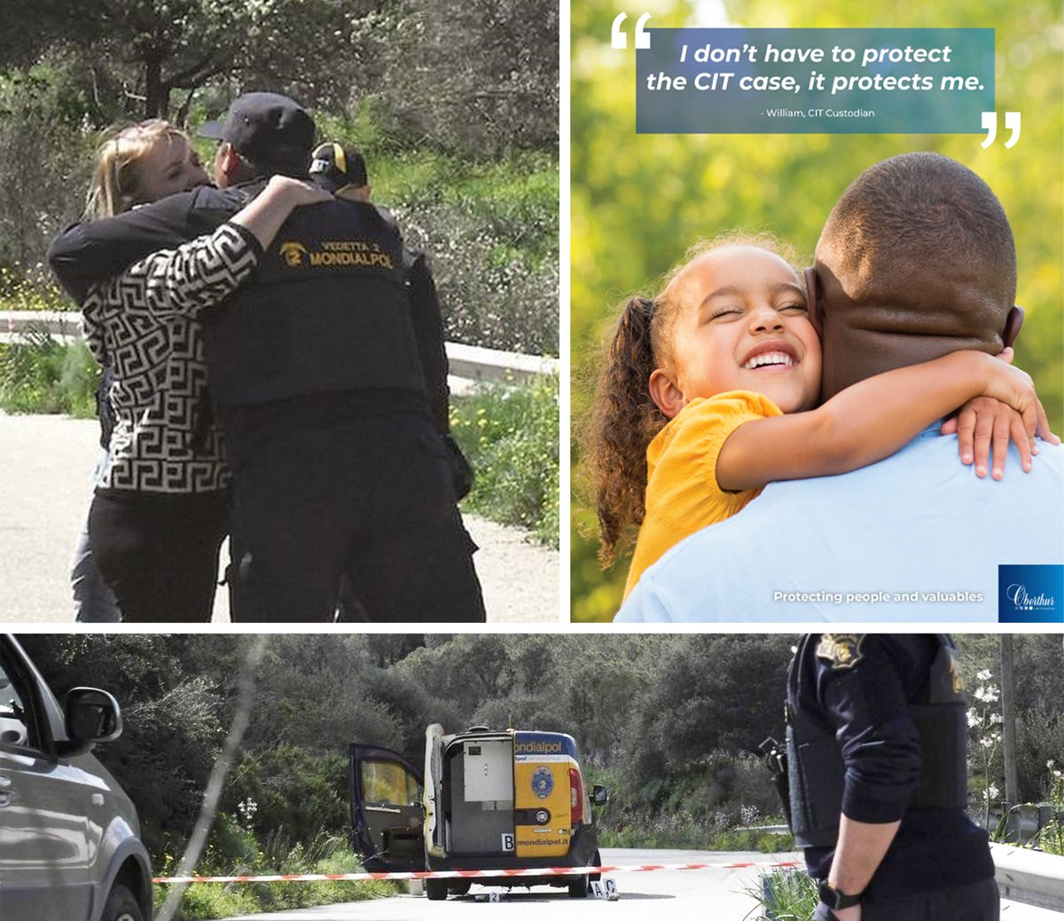 OberthurCP's tweet photo. 🛡️ Courage Under Fire: A Heroic Stand 🇮🇹
A CIT guard in Italy faced gunfire but stayed calm, preventing tragedy. Thanks to its courage and security systems he returned home—just like in the Oberthur Cash Protection poster, where a girl 👧 hugs her hero father. ❤️ #Bravery #CIT https://t.co/GjjEQi4nm2
