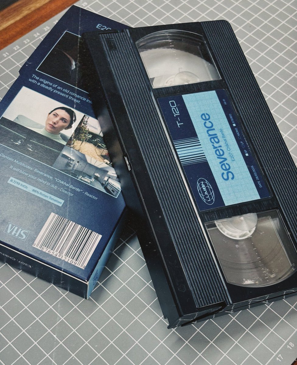 rishxbhh's tweet image. so what if #severance episodes were on VHS tapes? Made one for my favorite episode ‘Chikhai Bardo’ directed by Jessica Lee Gagné. Thanks for this amazing series @BenStiller 🙏