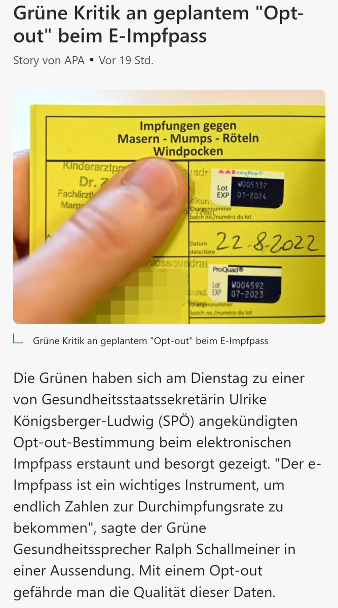KaiserUngarn's tweet photo. Die #Grünen! Sie lieben die #Totalüberwachung!

#Grüne sind gegen Opt-out vom elektronischen #Impfpass!

Man könne sonst die Durchimpfungsrate nicht feststellen.

Die kann man auch so mit den abgegebenen Mengen erfassen. Aber halt nicht auf eine Person zurückführen.

#Datenschutz https://t.co/wGgYGOx7bz